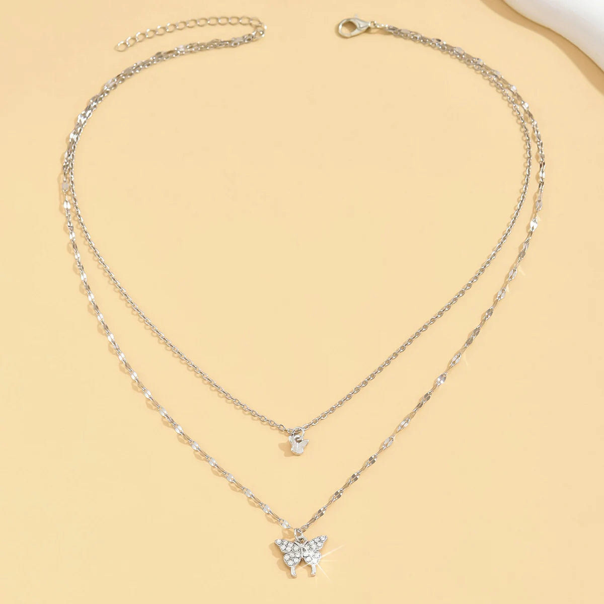 1 Women's Lats Sparkling Double Layer Butterfly Necklace Exquisite