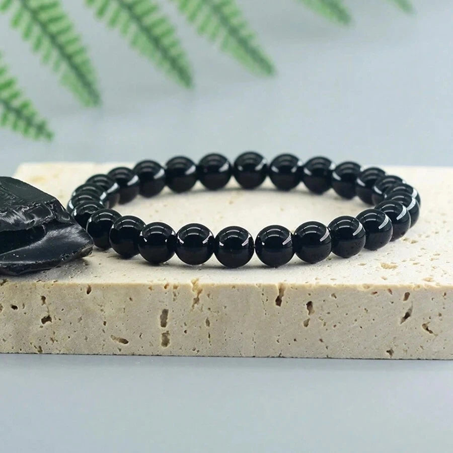 Nature Onyx Bracelet With Stone for Men Natural-Stone Shiny Black