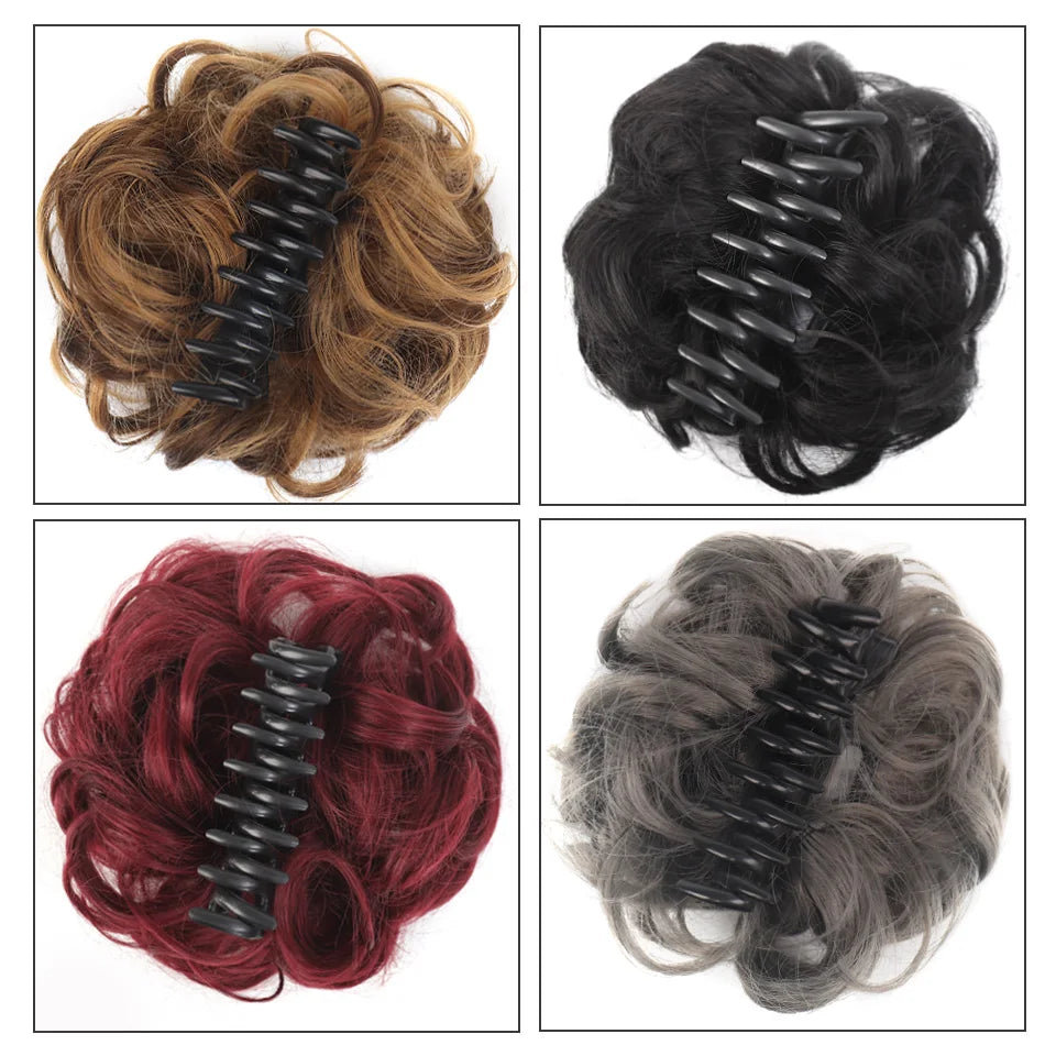 LUPU Synthetic Chignon Messy Bun Claw Clip in Hair Piece Wavy Curly