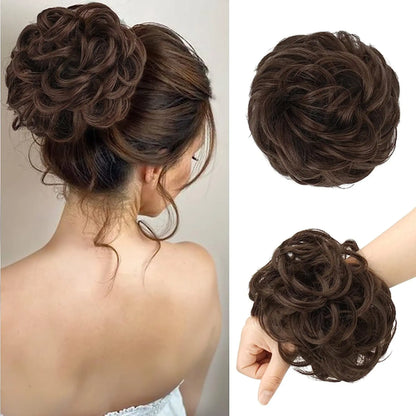 6 Inch Synthetic Hair Bun Extensions Messy Curly Elastic Hair