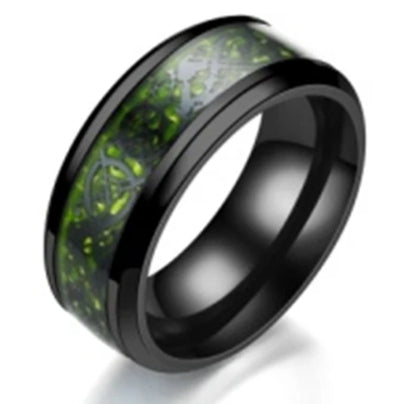 2023 Fashion Men Stainless Steel Dragon Ring Inlay Purple Black Carbon