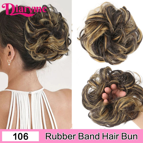 Elastic Rubber Band Fake Hair Bun Synthetic Straight Chignon Clip In