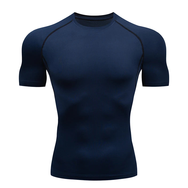 Men Running Compression T-shirt Short Sleeve Sport Tees Gym Fitness