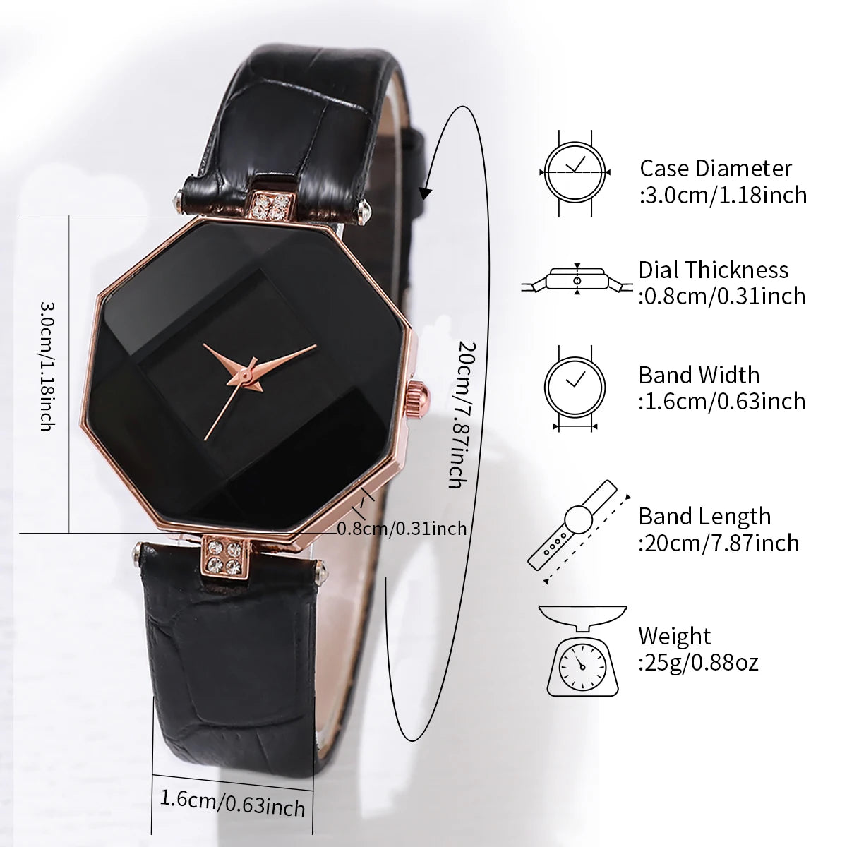 5PCS/Set Women's Watch Fashion Leather Band Analog Quartz Watches