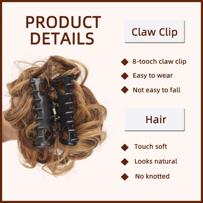 LUPU Synthetic Chignon Messy Bun Claw Clip in Hair Piece Wavy Curly