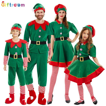 2024 New Christmas Children's and Adult Christmas Elf Costumes, Santa