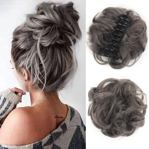 LUPU Synthetic Chignon Messy Bun Claw Clip in Hair Piece Wavy Curly