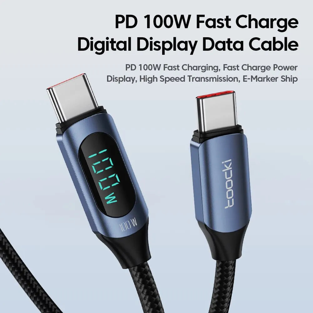 Toocki Type C to Type C Cable 100W PD Fast Charging Charger USB C to