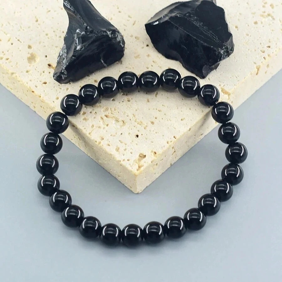 Nature Onyx Bracelet With Stone for Men Natural-Stone Shiny Black