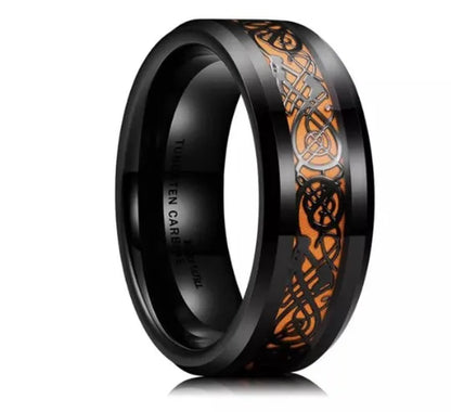 2023 Fashion Men Stainless Steel Dragon Ring Inlay Purple Black Carbon