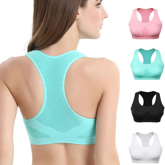 Women Breathable Sports Bra Absorb Sweat Shockproof Padded Gym Running