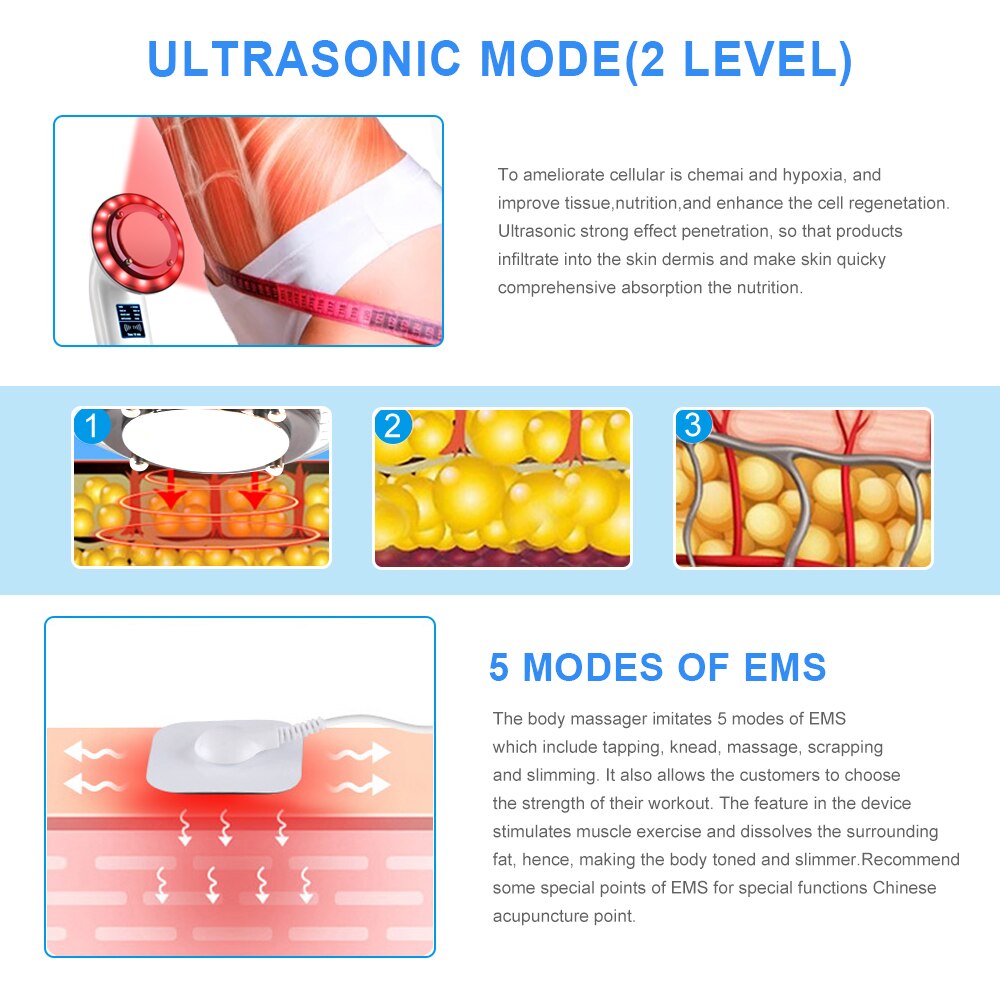 Ultrasonic Cavitation EMS Fat Burner Body Slimming Machine Weight Loss