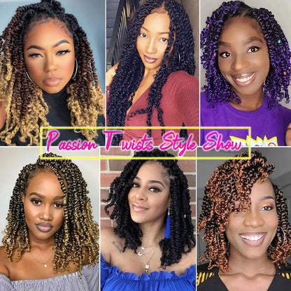 8 Inch Pre-twisted Passion Twist Crochet Hair for Black Women Crochet