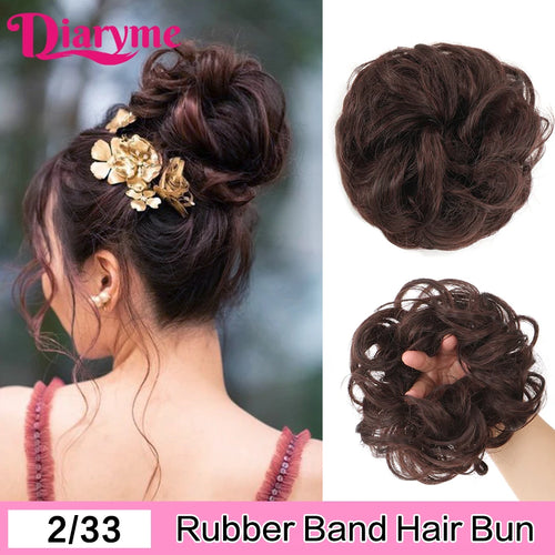 Elastic Rubber Band Fake Hair Bun Synthetic Straight Chignon Clip In