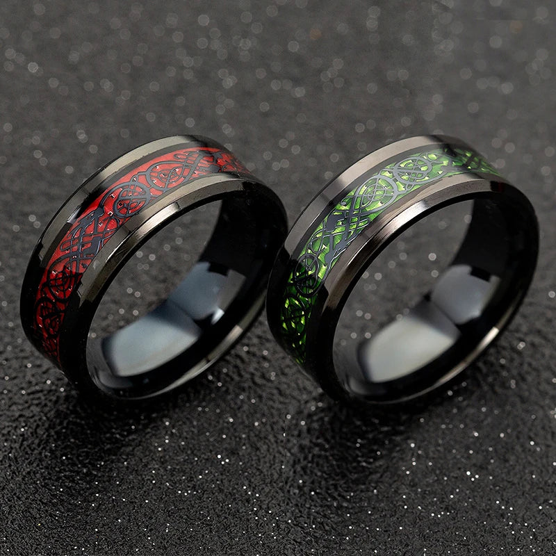 2023 Fashion Men Stainless Steel Dragon Ring Inlay Purple Black Carbon