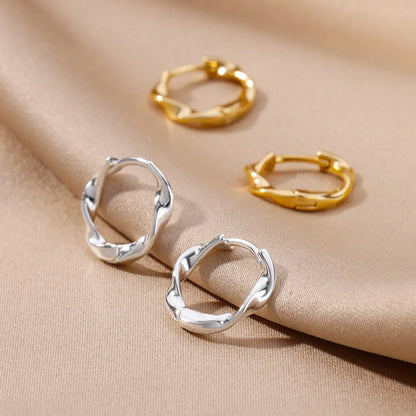 Elegant Round Earrings for Women Girls Luxury Stainless Steel Hoop