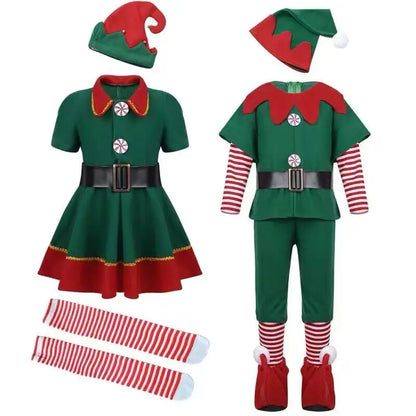 2024 New Christmas Children's and Adult Christmas Elf Costumes, Santa