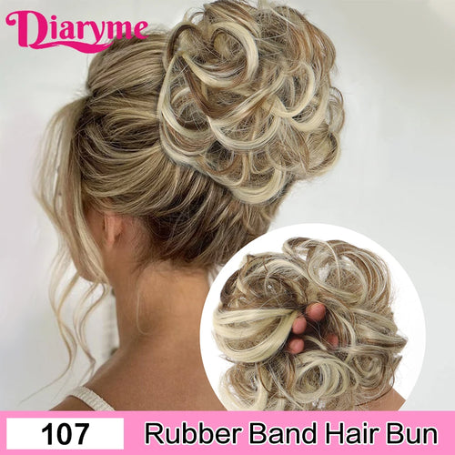 Elastic Rubber Band Fake Hair Bun Synthetic Straight Chignon Clip In