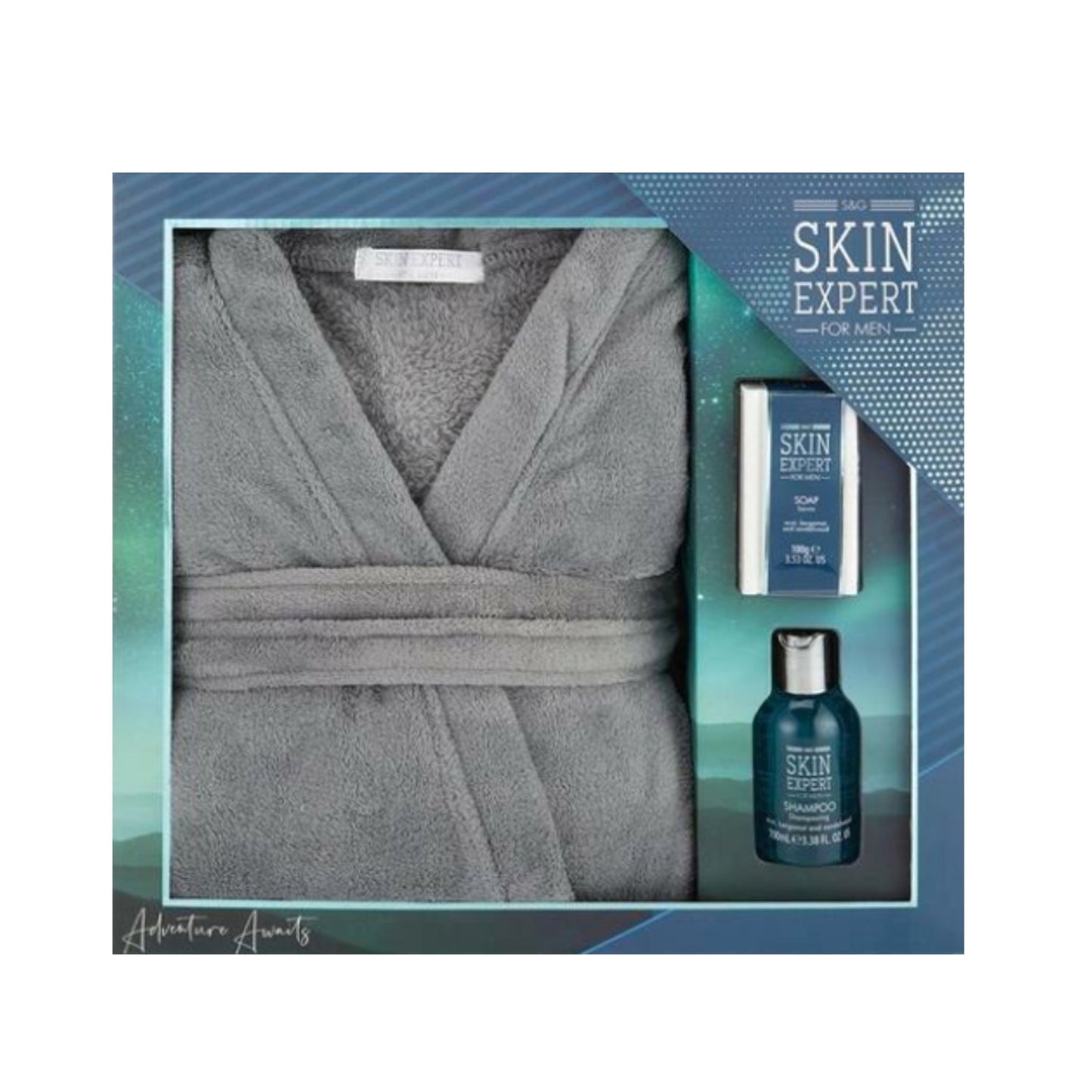 Style & Grace Skin Expert For Him Robe Gift Set 100ml Shampoo + 110g