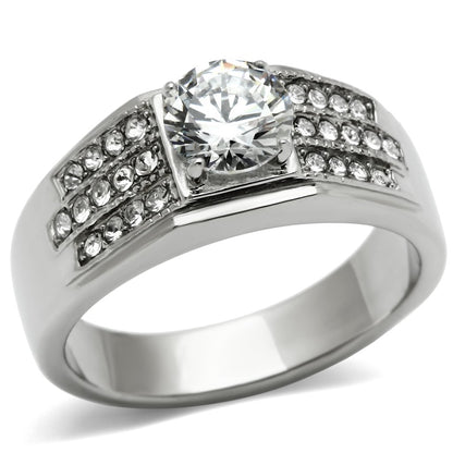 Men Stainless Steel Cubic Zirconia Rings TK354