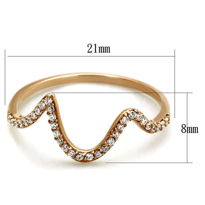 TS280 - Rose Gold 925 Sterling Silver Ring with AAA Grade CZ  in Clear