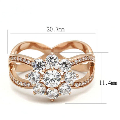 TS586 - Rose Gold 925 Sterling Silver Ring with AAA Grade CZ  in Clear