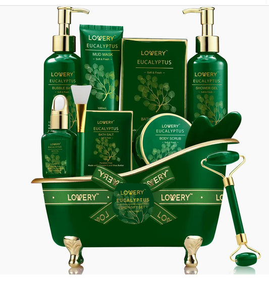 Eucalyptus Home Spa Kit, 16Pc Christmas Bath & Body Care Set