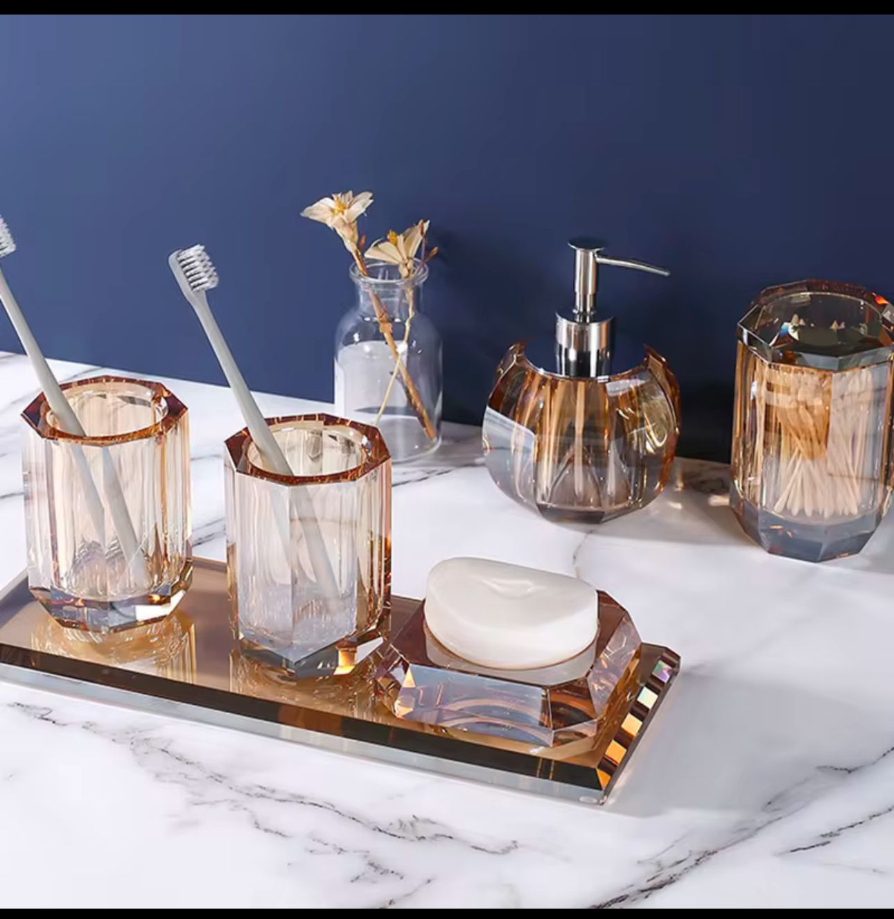 Luxury Vanity Gold Crytal Clear Bathroom Sink Set