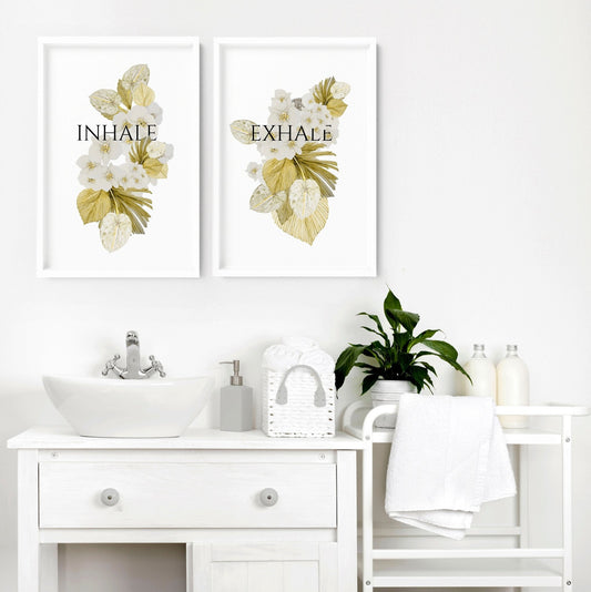 Boho bathroom wall decor | Set of 2 wall art prints