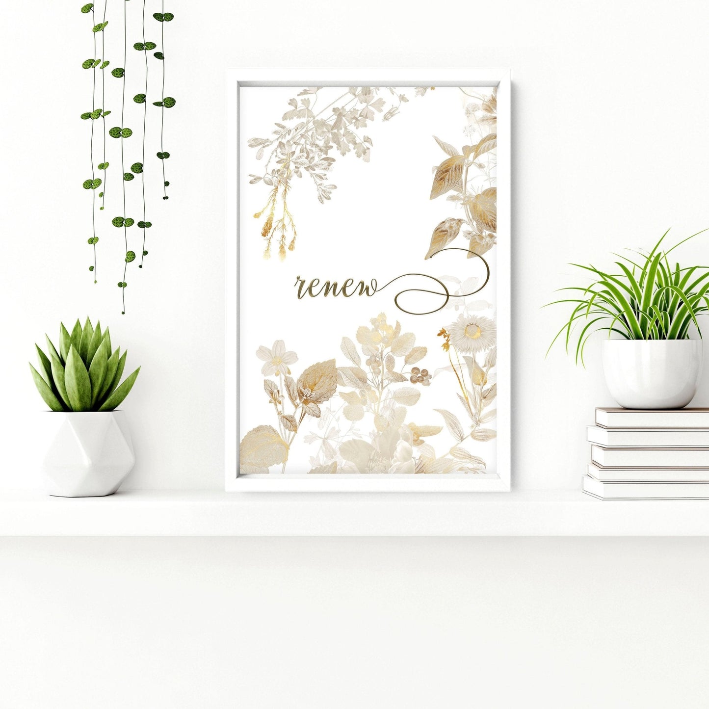 Bathroom pictures framed | Set of 3 Botanical Gold wall art prints