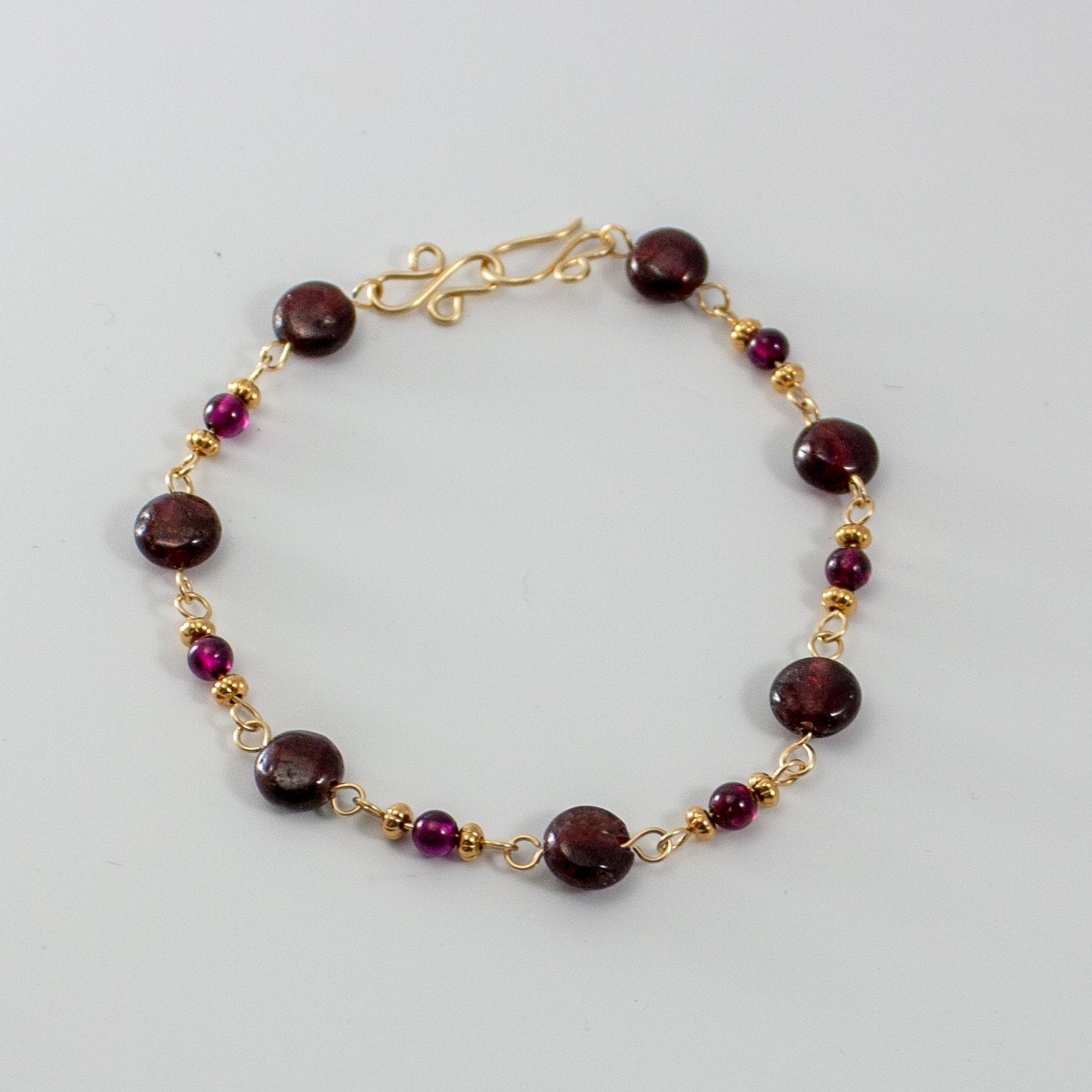 Garnet 14k Gold Filled Chain Bracelet