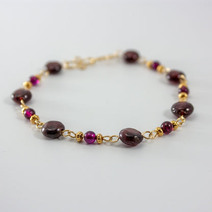 Garnet 14k Gold Filled Chain Bracelet