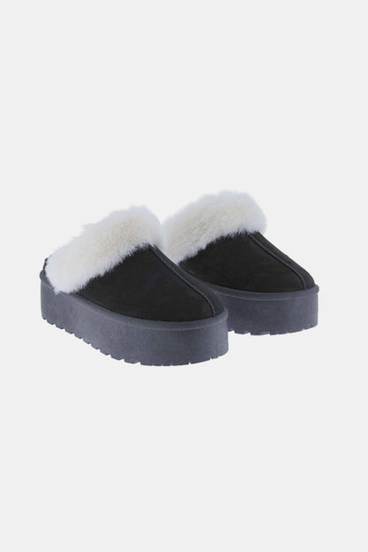 Weeboo Thick Bottom Fur Trim Snow Slippers