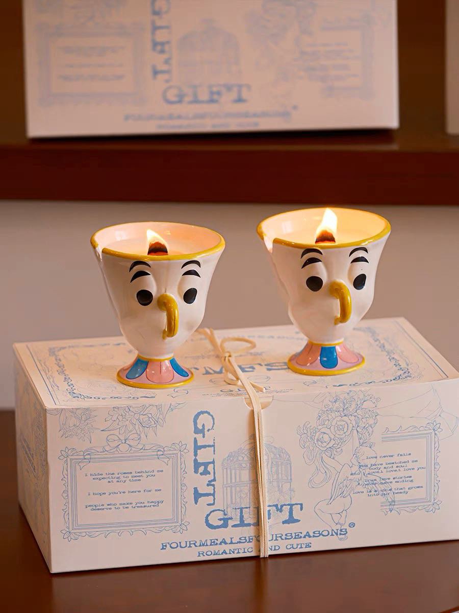 Chip Potts Scented Soy Wax Candles Set of 2 Pcs - Cute Ceramic Cartoon