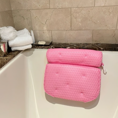 Pink Bathtub Pillow Bath Pillow with Anti-Slip Suction Cups 4D Mesh