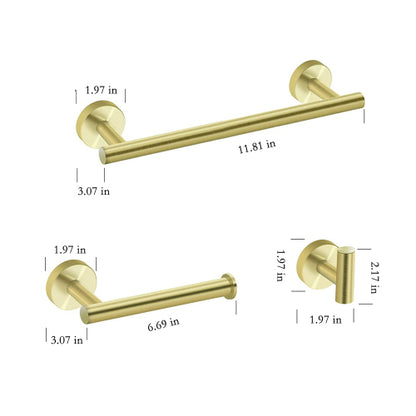 Golden 3 Piece Bathroom Hardware Set