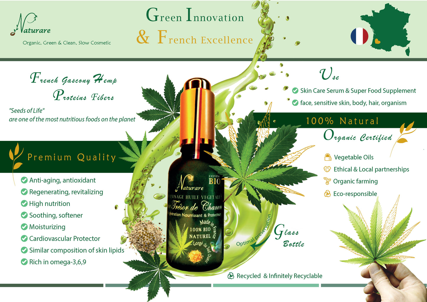 Organic Hemp Treasure Elixir Vegetable Oil Serum, Food Supplement