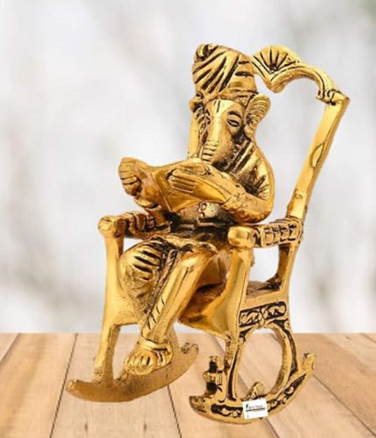 Ganesh Sitting on Swinging Moving Chair Reading Ramayana