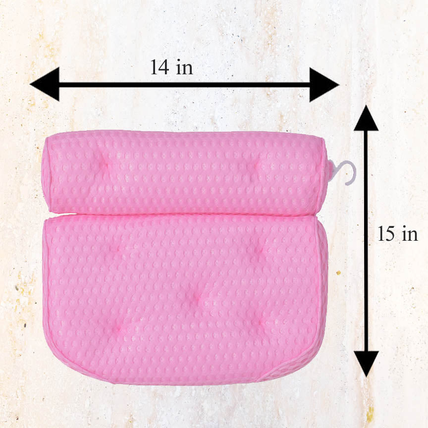 Pink Bathtub Pillow Bath Pillow with Anti-Slip Suction Cups 4D Mesh