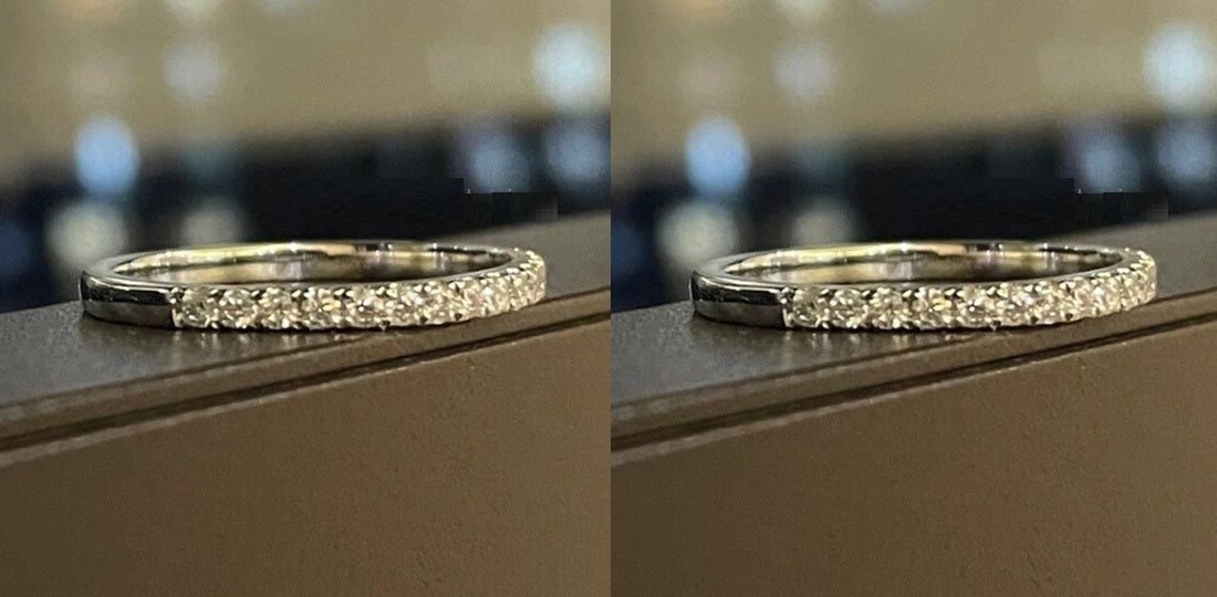 Brass Moissanite Engagement Pave Wedding Band Pack of 2