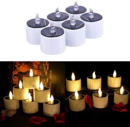 6PCS Waterproof Smokeless Solar Candles Lights Flame Light