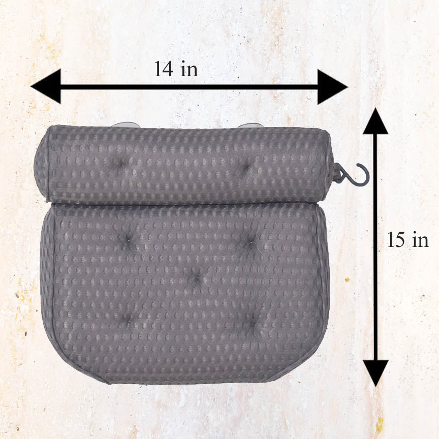 Black Bathtub Pillow Bath Pillow with Anti-Slip Suction Cups 4D Mesh