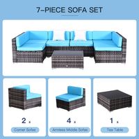 Outsunny 7 Piece Rattan Sofa Set Outdoor Furniture Patio Set