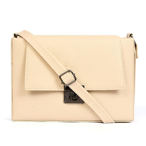 Women’s Stylish PU Sling Shoulder Bag (Cream) (9X6 Inch)