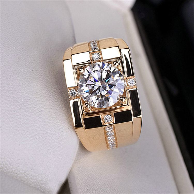 Moissanite Gold Plated Domineering Wedding Ring