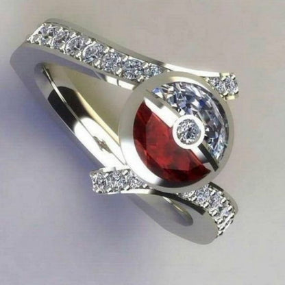 Exquisite Red Zircon Wedding Ring - Silver Plated Hand Jewelry for