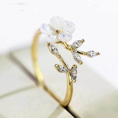 Creative Flower Leaf Shape Ring Simple Wedding Engagement Cocktail