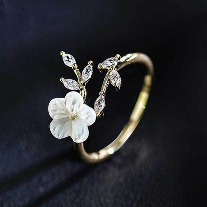 Creative Flower Leaf Shape Ring Simple Wedding Engagement Cocktail