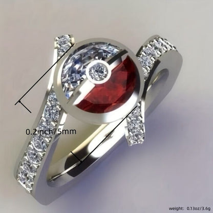 Exquisite Red Zircon Wedding Ring - Silver Plated Hand Jewelry for