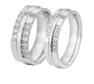 Titanium Steel Couple Ring Wedding Diamond Ring Single Tail Ring